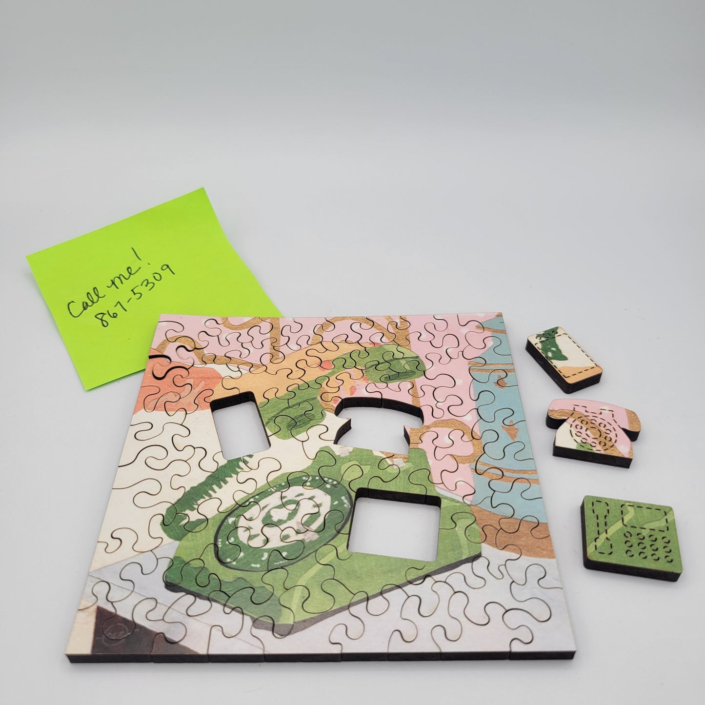 Hanging on the Telephone Wood Jigsaw Puzzle