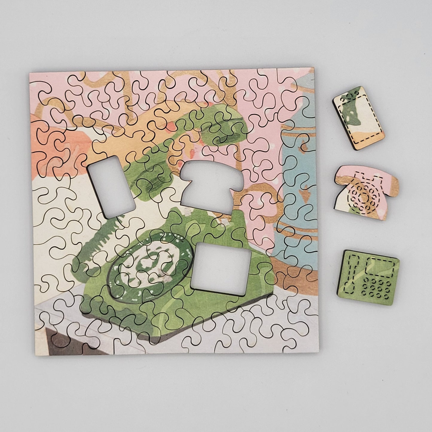 Hanging on the Telephone Wood Jigsaw Puzzle