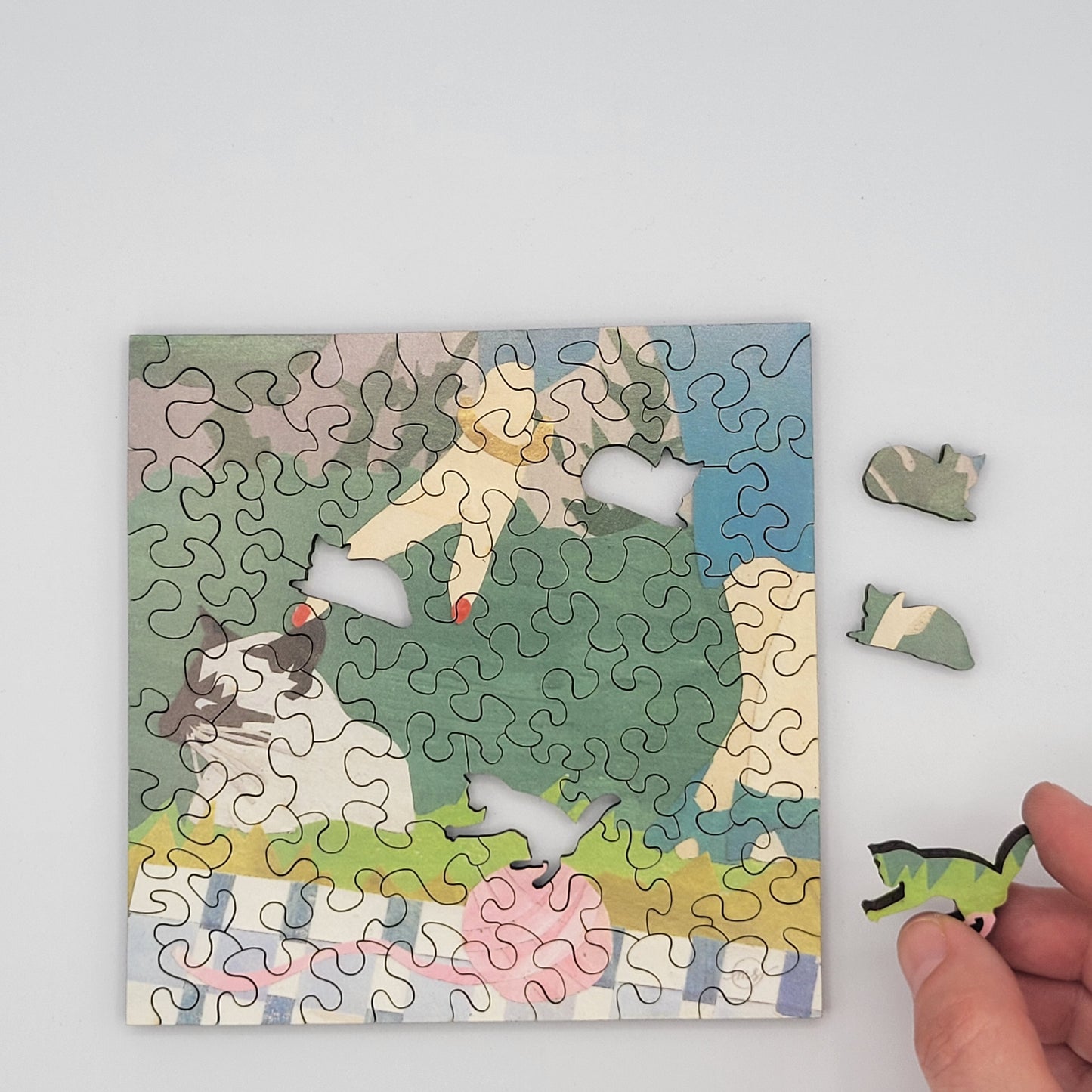 Picnic with Virginia Woolf's Cat 1947 Wood Jigsaw Puzzle