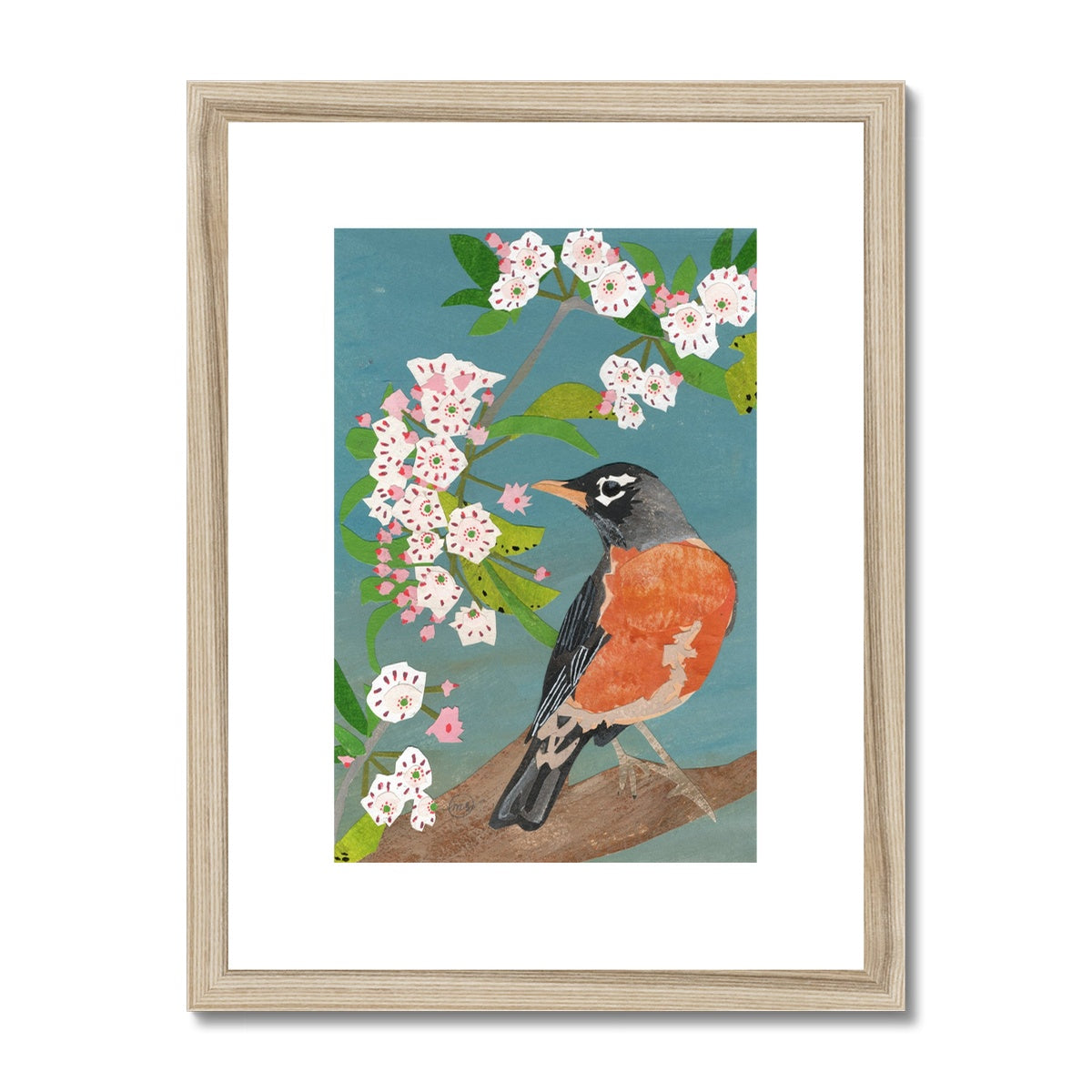 Mountain Laurel Robin Framed & Matted Print