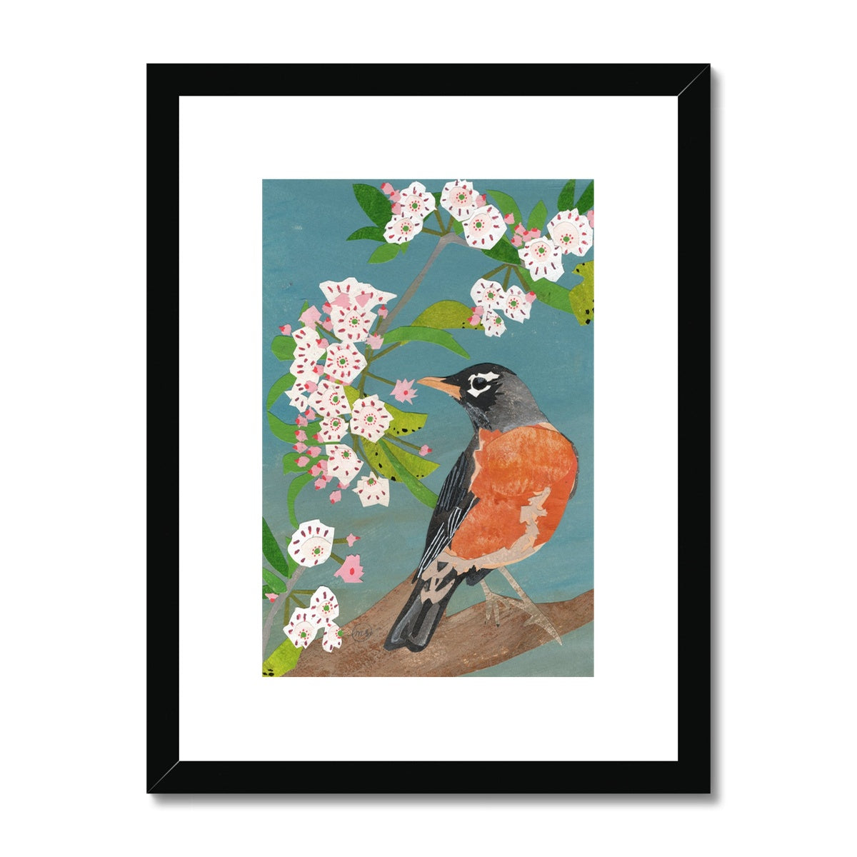 Mountain Laurel Robin Framed & Matted Print