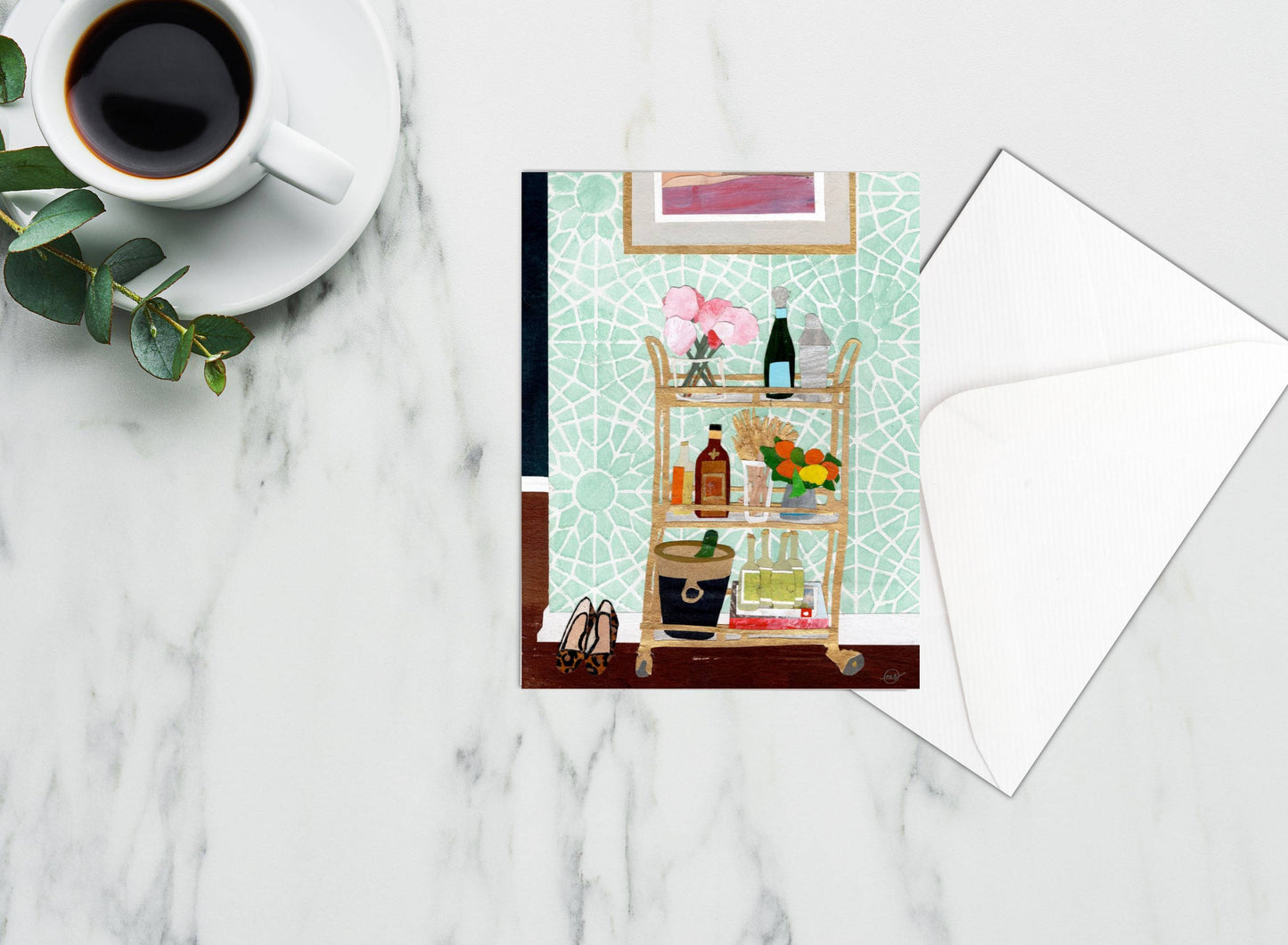 Swanky Bar Cart Note Card