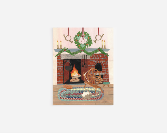 Cozy Colonial Christmas Cat Note Card
