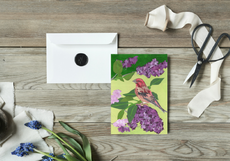 Lilac Purple Finch Note Card