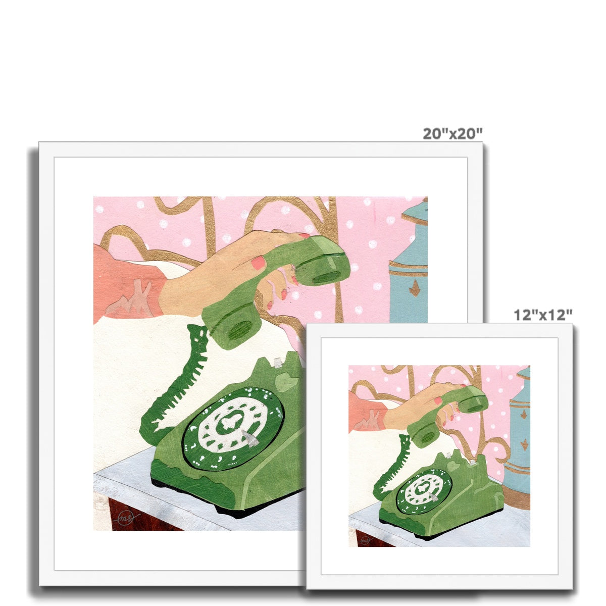 Hanging on the Telephone Framed & Matted Print