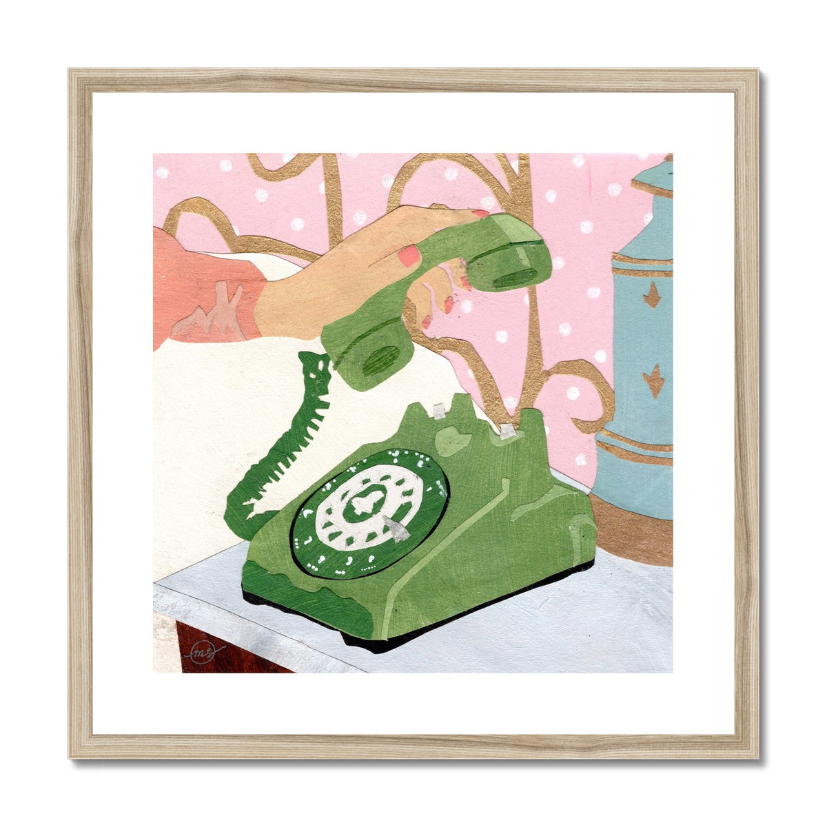 Hanging on the Telephone Framed & Matted Print