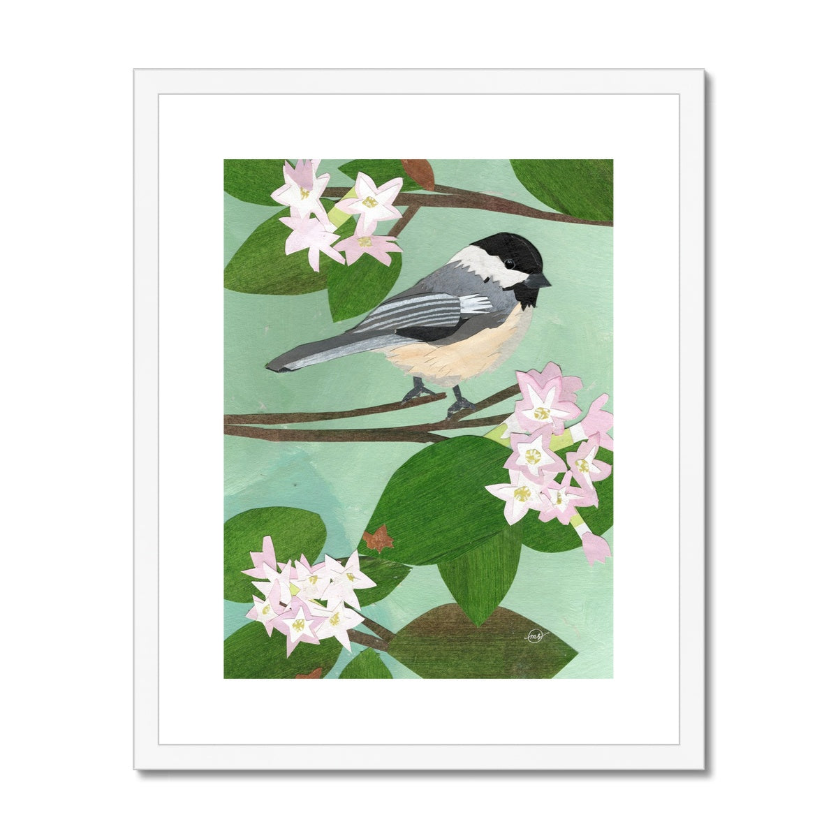 Mayflower Chickadee Framed & Matted Print