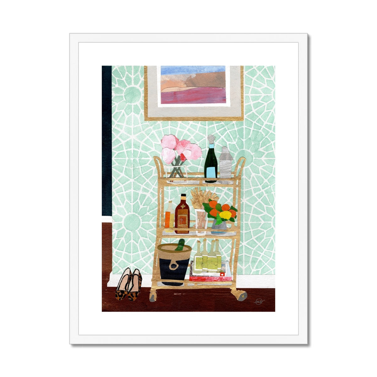 Swanky Bar Cart Framed & Matted Print