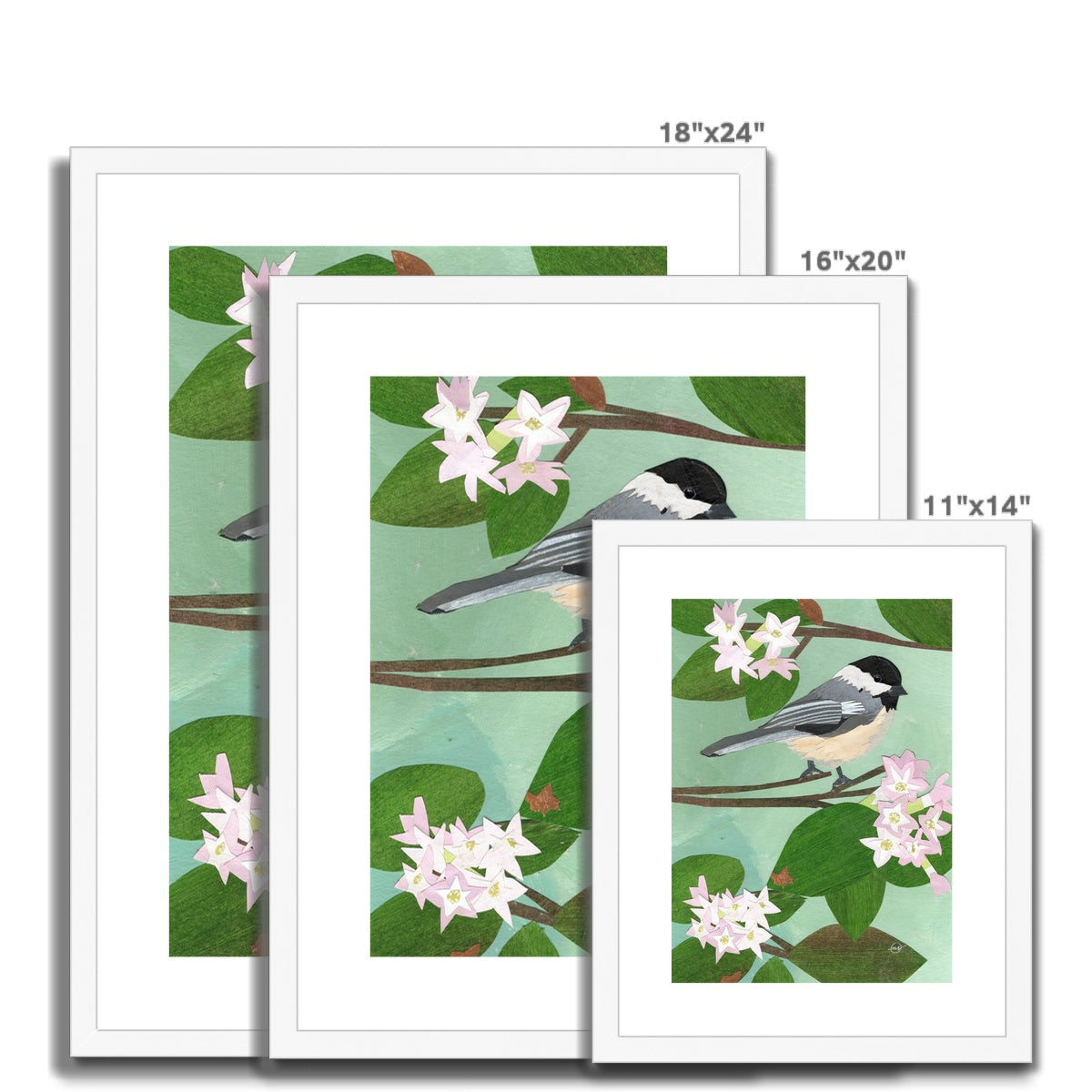 Mayflower Chickadee Framed & Matted Print