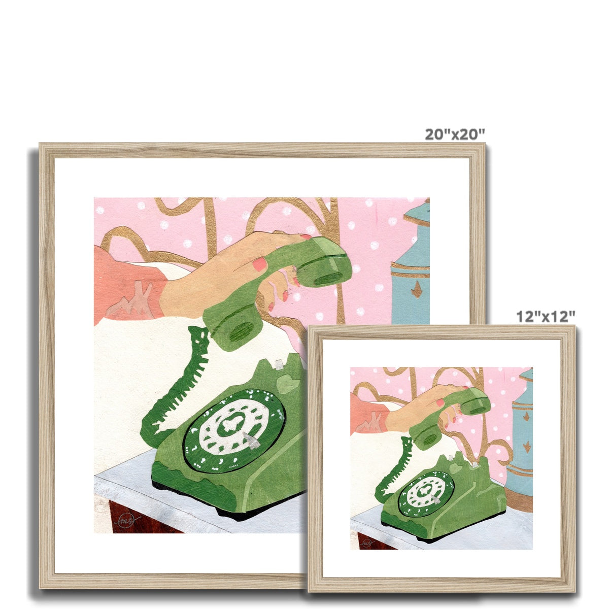 Hanging on the Telephone Framed & Matted Print