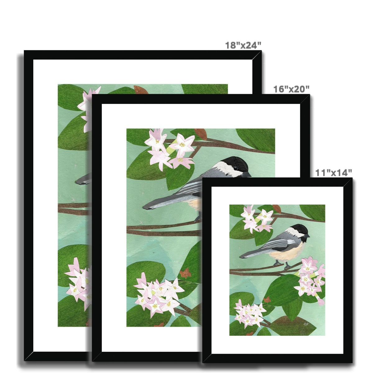 Mayflower Chickadee Framed & Matted Print